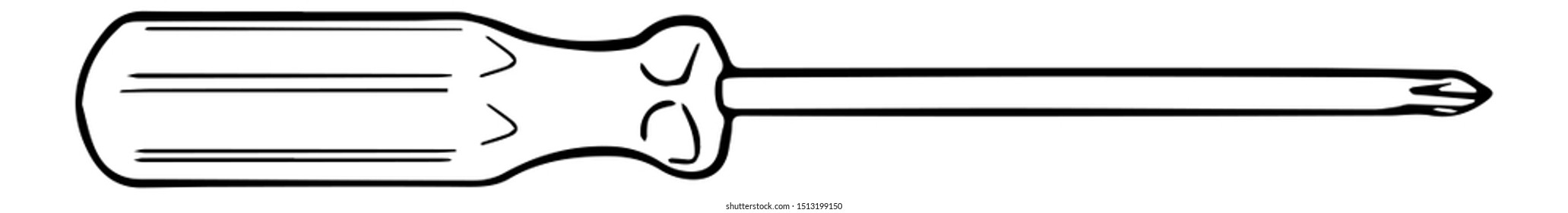 Screwdriver Outline Drawing - Vector Illustration