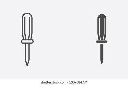 Screwdriver outline and filled vector icon sign symbol