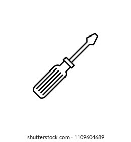 screwdriver outline icon. Element of construction icon for mobile concept and web apps. Thin line screwdriver outline icon can be used for web and mobile on white background