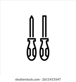 screwdriver outline icon. repair tool black line illustration.