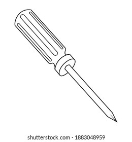 Screwdriver Outline Vector Illustration Isolated On Stock Vector ...