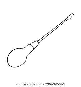 screwdriver outline vector illustration,isolated on white background,top view