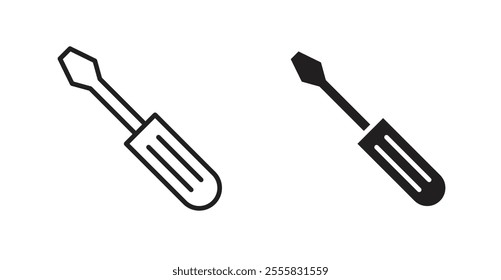 Screwdriver outlined and solid icon vector collection.