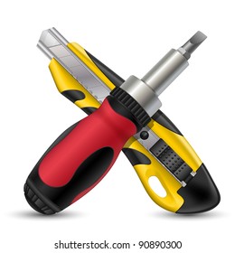 Screwdriver and paper knife icon. Vector