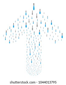 Screwdriver pattern constructed in the group of upwards movement arrow. Up directed arrow collage made from screwdriver pictograms.
