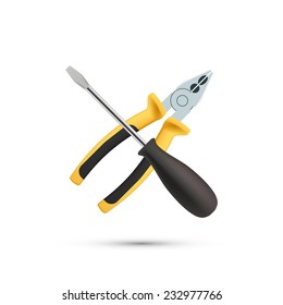 Screwdriver with Pliers isolated on white background vector illustration