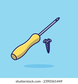Schraubenzieher plus und schrauben einfache Cartoon Vektorgrafik-Tischlerwerkzeuge Konzept Symbol einzeln