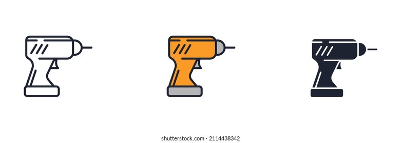 Screwdriver, power drill icon symbol template for graphic and web design collection logo vector illustration