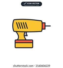 Screwdriver, Power Drill Icon Symbol Template For Graphic And Web Design Collection Logo Vector Illustration