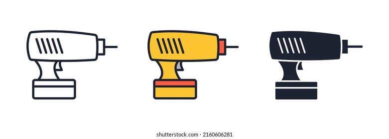 Screwdriver, Power Drill Icon Symbol Template For Graphic And Web Design Collection Logo Vector Illustration