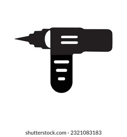 Destornillador, icono de la línea de taladro de potencia, símbolo del vector de contorno, pictograma lineal aislado en blanco. Símbolo, ilustración de logotipo