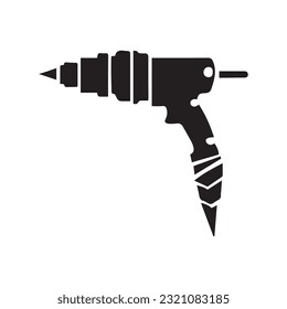 Schraubendreher, Bohrlochsymbol, Umriss-Vektorzeichen, lineares Piktogramm einzeln auf Weiß. Symbol, Logo-Illustration