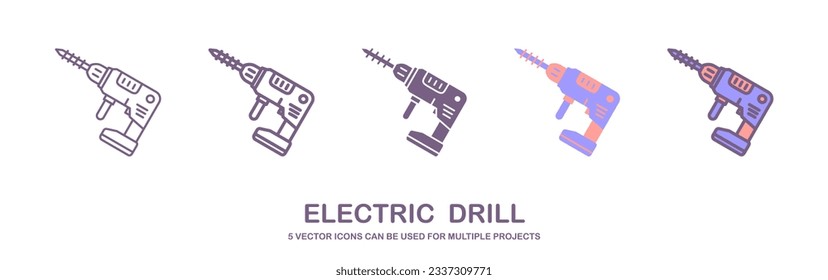 Screwdriver, power drill line icon, outline vector sign, linear pictogram isolated on white. Symbol, logo illustration