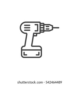 Screwdriver, power drill  line icon, outline vector sign, linear pictogram isolated on white. Symbol, logo illustration