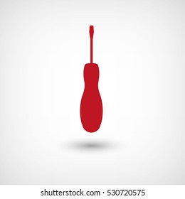 screwdriver - red vector  icon with shadow