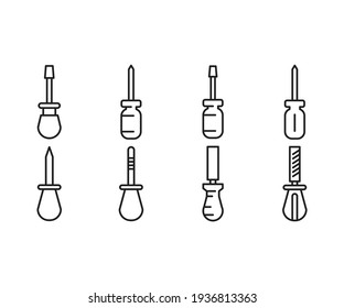 screwdriver and repair tool icons set