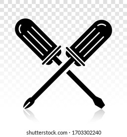 screwdriver repair tools vector flat icon on a transparent background
