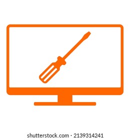Destornillador y pantalla en blanco