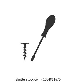 Screwdriver, screw icon. Vector illustration, flat design.
