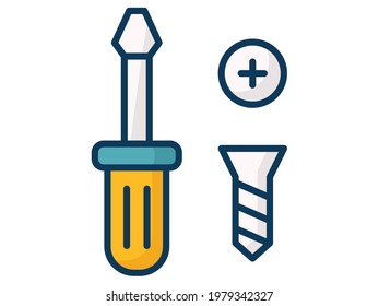 screwdriver screw single isolated icon with filled line style