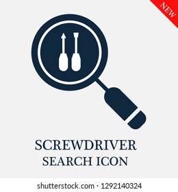 Screwdriver search icon. Editable Screwdriver search icon for web or mobile.