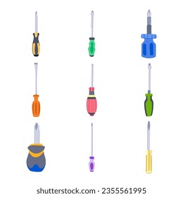 screwdriver set cartoon. home construction, driver equipment, object hand screwdriver sign. isolated symbol vector illustration