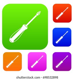 Screwdriver set icon in different colors isolated vector illustration. Premium collection