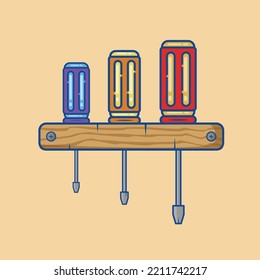 Illustration des Schraubenziehers in Cartton Vector
