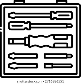 Schraubendreher-Umrisssymbol in Toolbox setzen
