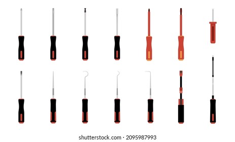 Screwdriver set with red black handle and insulated handle