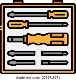 Schraubendrehersatz in Toolbox-Symbolgrafik