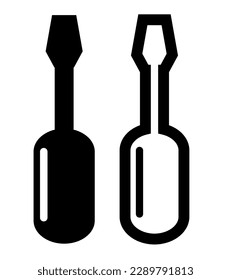 screwdriver, set vector icon, silhouette and outline
