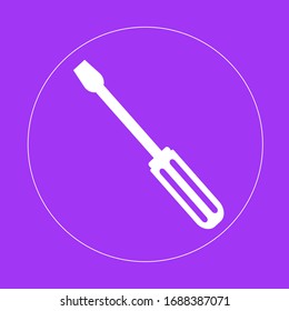 Screwdriver sign icon in trendy flat style isolated on purple background. For your web site design, logo, app, UI. Vector illustration, EPS 10.