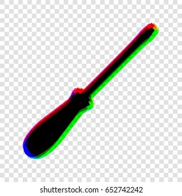 Screwdriver sign illustration. Vector. Black icon with red-green-blue contours on transparent background.