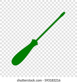 Screwdriver sign illustration. Vector. Dark green icon on transparent background.