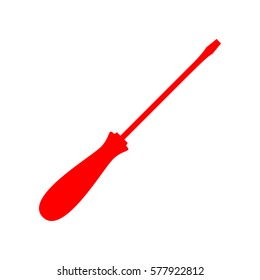 Screwdriver sign illustration. Vector. Red icon on white background. Isolated.