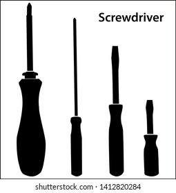 Screwdriver Silhouette Icon and Sign Vector