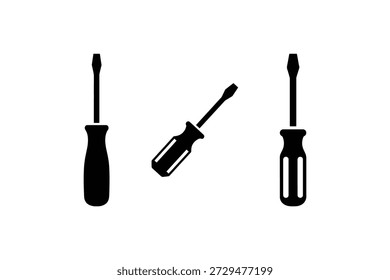 Conjunto de pacotes de ícones de silhueta de chave de fenda