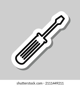 Screwdriver simple icon vector. Flat desing. Sticker with shadow on gray background.ai