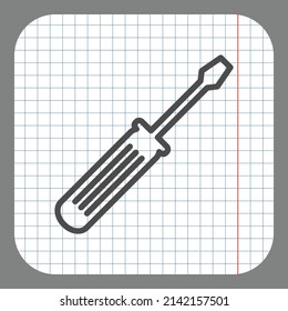 Screwdriver simple icon vector. Flat desing. On graph paper. Grey background.ai