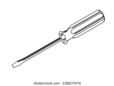 screwdriver slotted contour vector illustration
