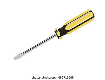 Screwdriver slotted realistic vector illustration isolated