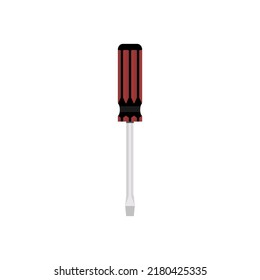 Screwdriver slotted type icon. Screwdriver illustration vector red and black color isolated. Screwdriver flat design.