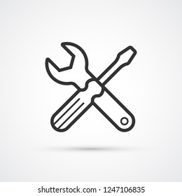 Screwdriver and spanner black trendy icon. Vector illustration