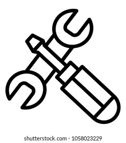 Screwdriver and spanner in cross manner concept of repairing 