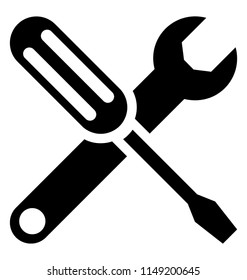 
Screwdriver and spanner crossed together denoting meaning to repair tools
