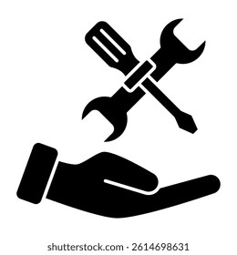 Screwdriver with spanner denoting concept of repair tools