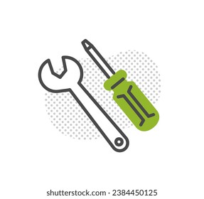 ilustración vectorial de destornillador y spanner