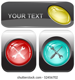 Screwdriver and spanner. Vector internet buttons.