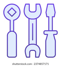 Screwdriver, spanner and wrench flat icon. Tools blue icons in trendy flat style. Auto maintenance gradient style design, designed for web and app. Eps 10